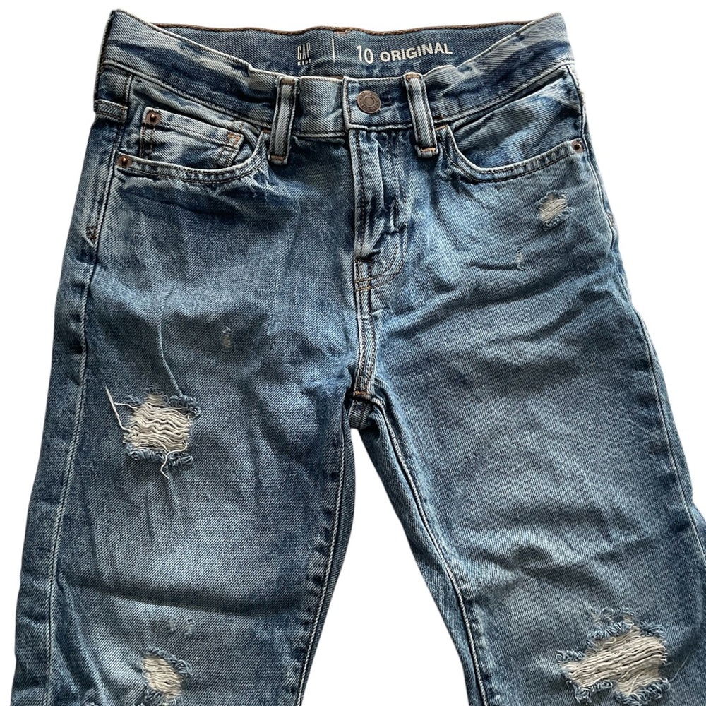 GAP Kids Original Jeans Medium Wash Distressed Denim Boys Size 10 Adjust Waist